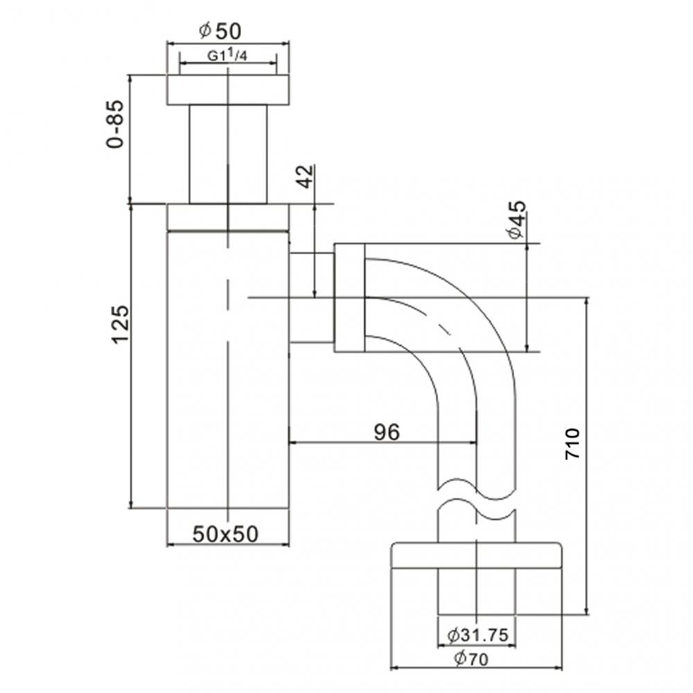 Vattenlås för golvanslutning - Krom