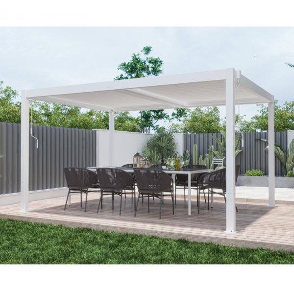 Pergola | ppningsbart lamelltak | 4x3 | Vit