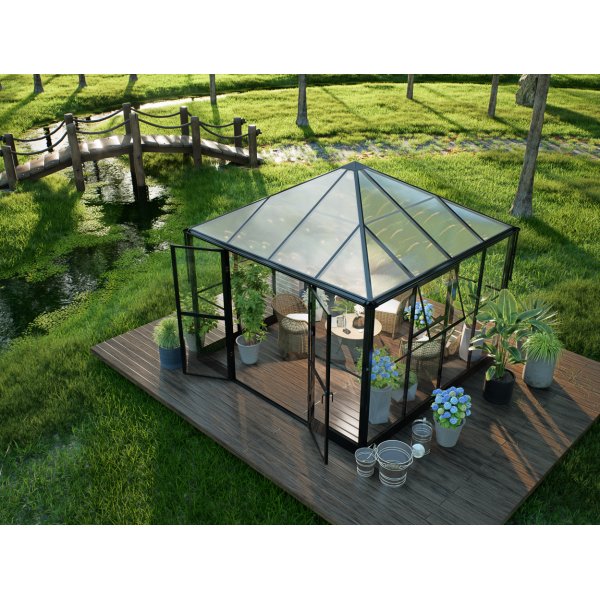 Gazebo 8,1m | Kvadratiskt premiumvxthus | 4 mm skerhetsglas | 5 rs stormgaranti