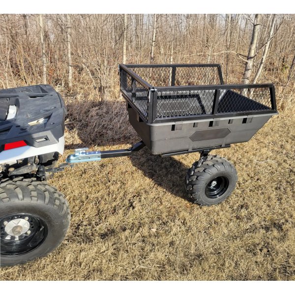 Robust ATV-Vagn med mesh | 700KG Lastkapacitet & terrnghjul | Svart