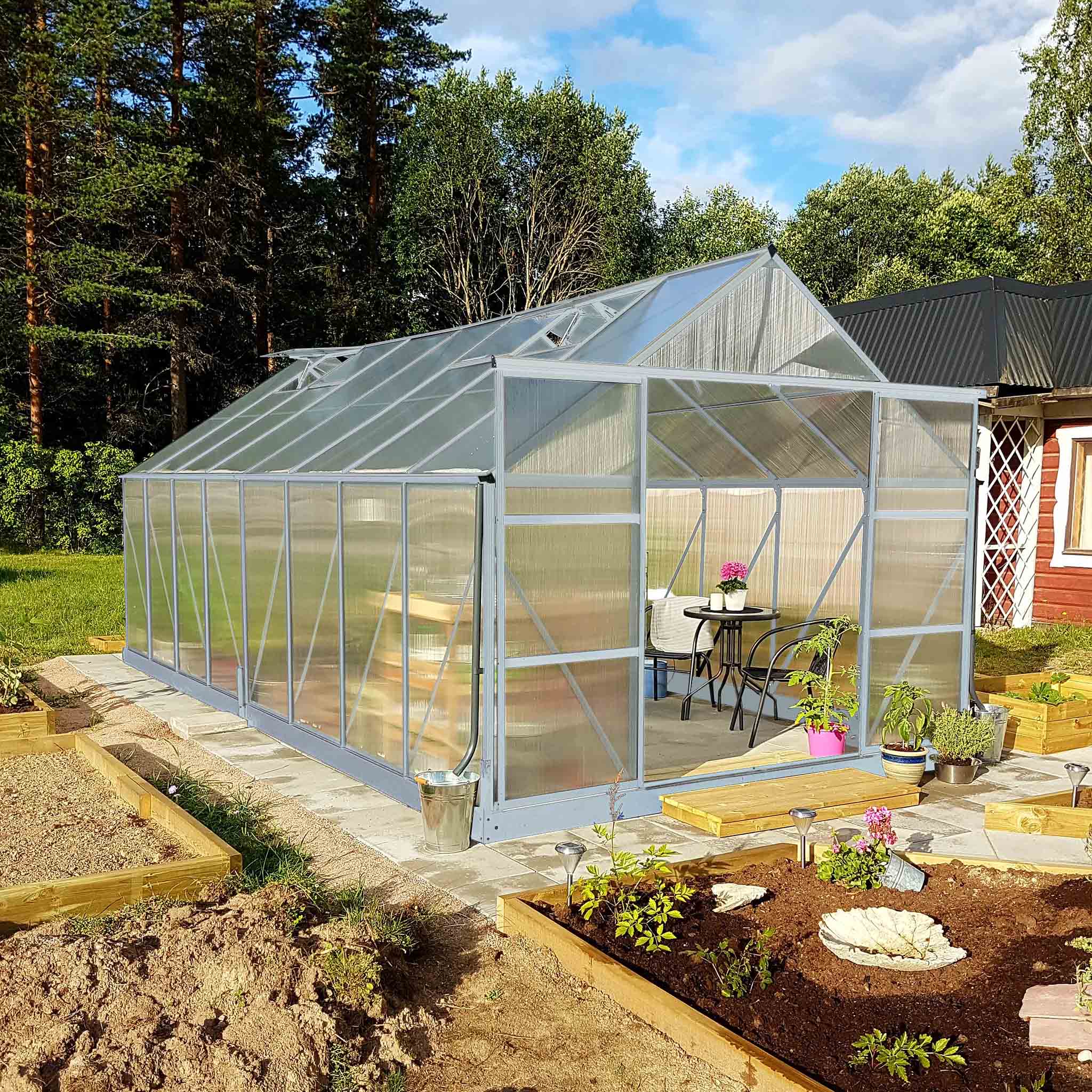 Växthus 18m² | Utökad odlingshöjd | Premium | 6mm kanalplast