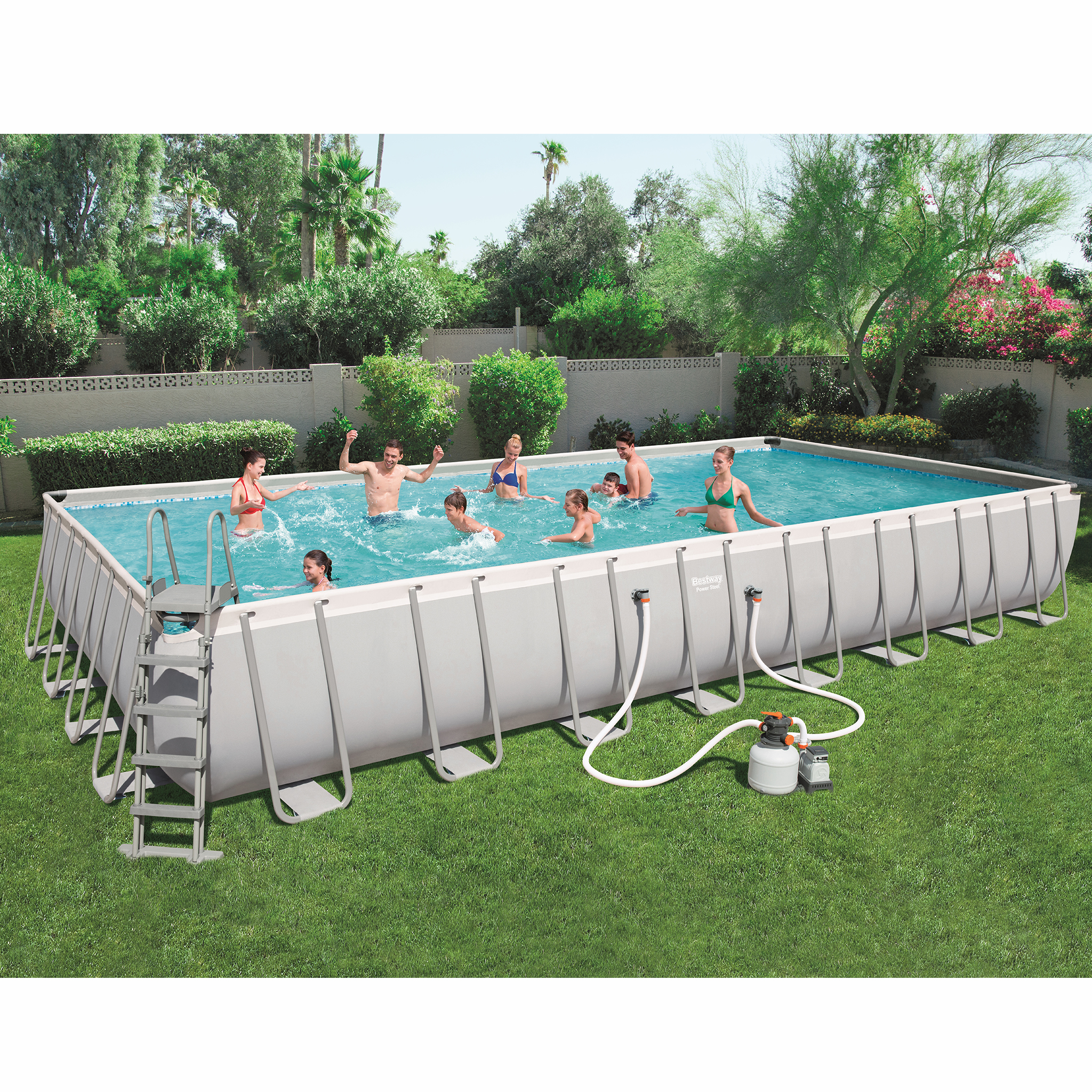 Produktfoto för Bestway pool ovan mark 9,6x4,9m - 132cm djup | Power Steel (56623)