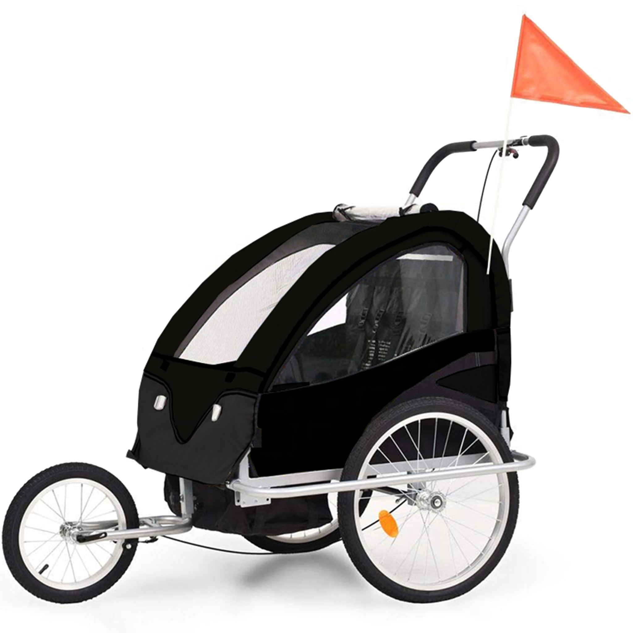 Cykelvagn/barnvagn 2-i-1 | 2 säten | Lastkapacitet 40kg