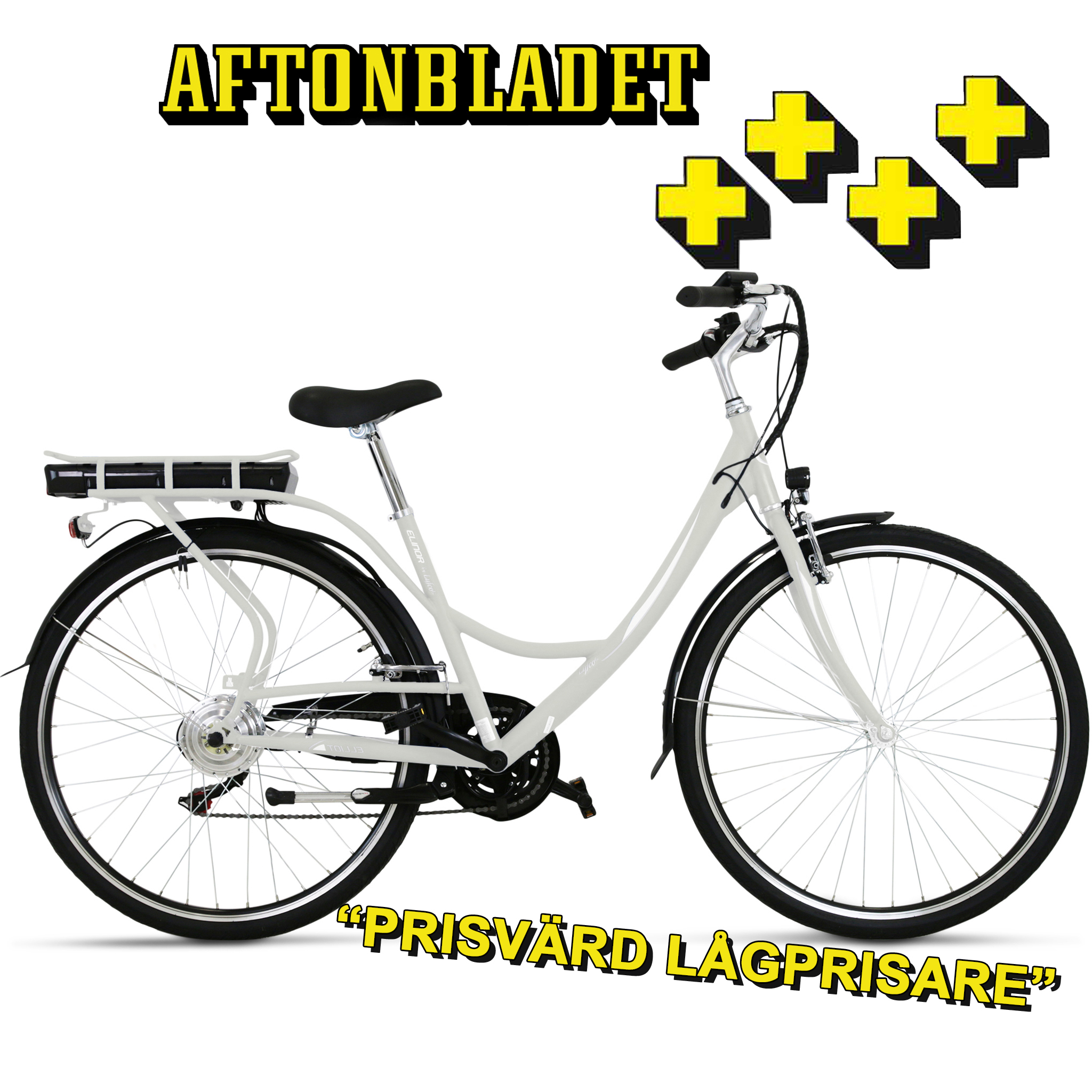 Elcykel Dam 28" med cykeldator | Europatillverkad | Lyfco - Vit