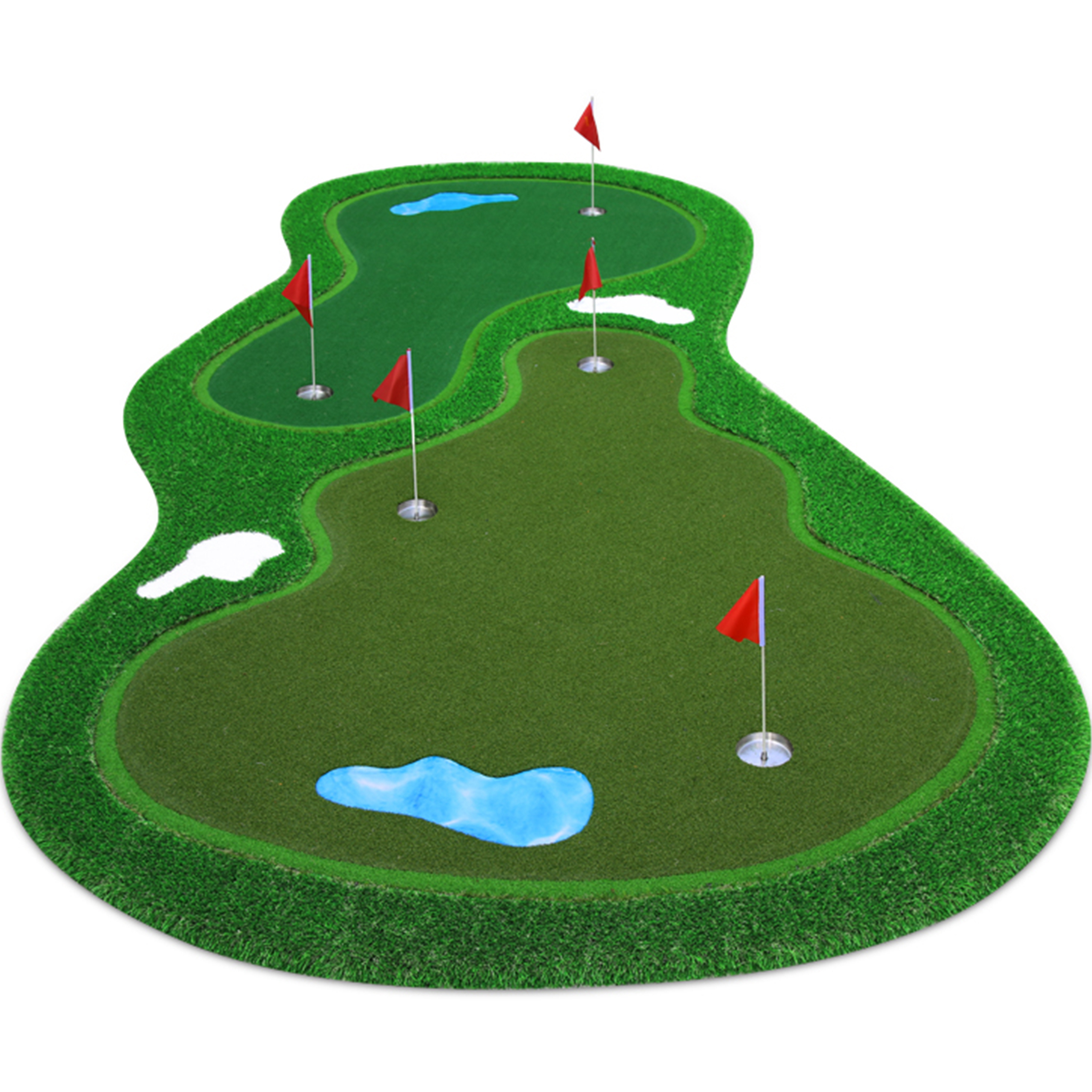 Golfmatta Pro | Dubbla greener och vattenhinder | 4x2m