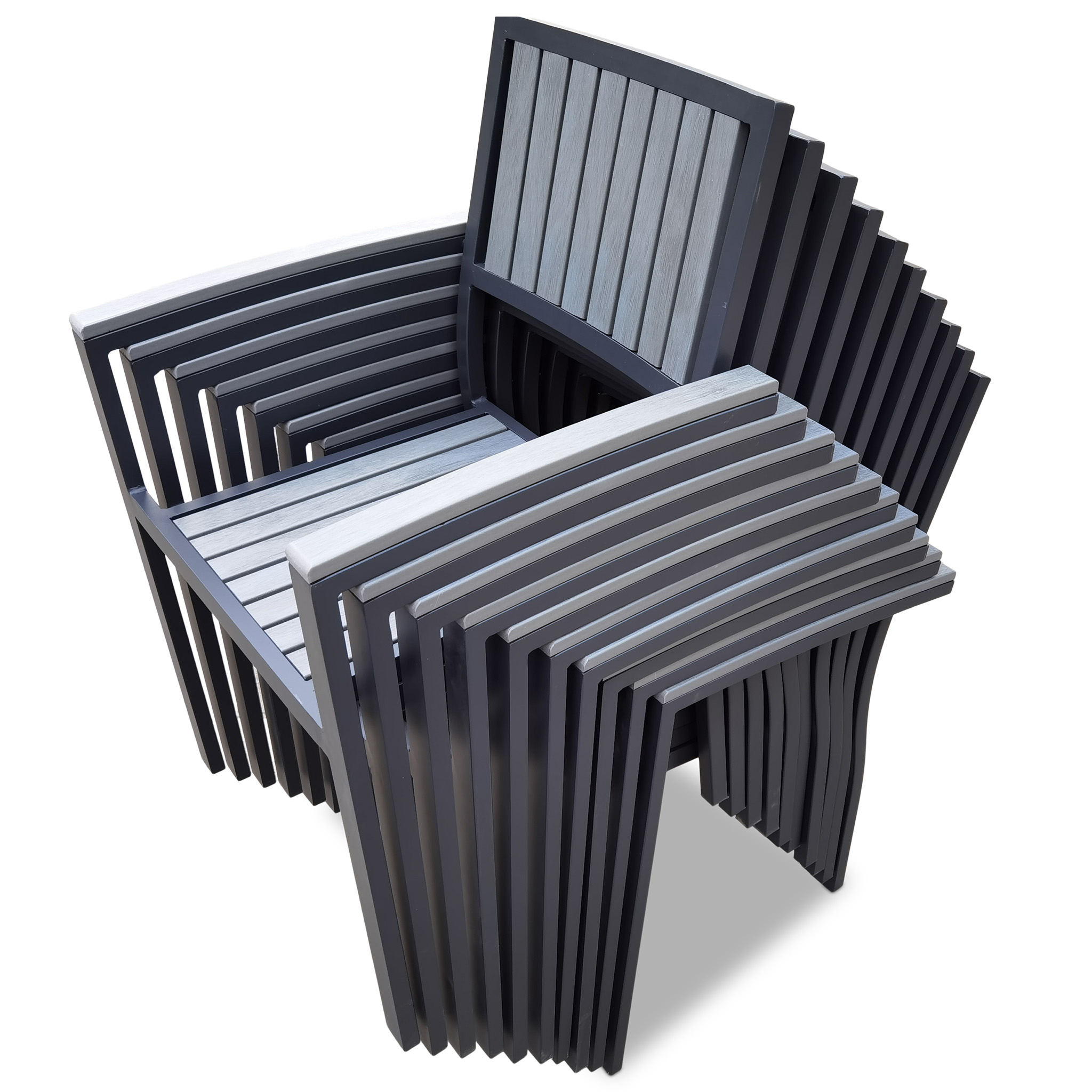 Trädgårdsstol i aluminium och komposit - Rindö 10-pack