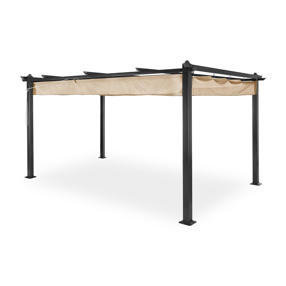 Pergola | 3x4m | Mörkgrå stomme | Beige vävnad | Pergola & Paviljong | Uteplats