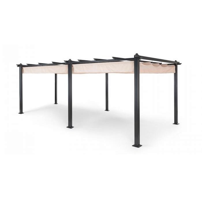 Pergola | 3x6m | Mörkgrå stomme | Beige vävnad | Pergola & Paviljong | Uteplats