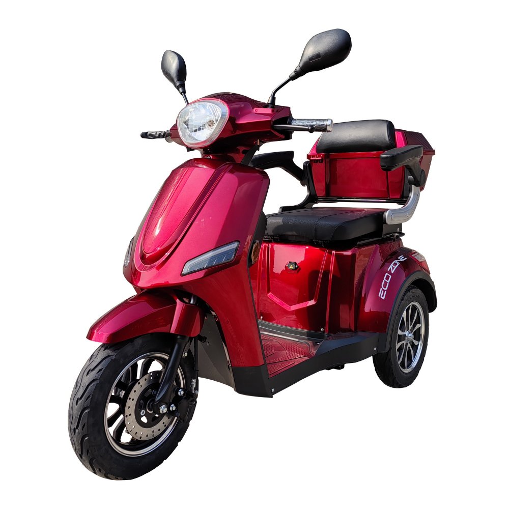 Elektrisk 3-Hjuls Promenadscooter | Tyst & Kraftfull | Röd