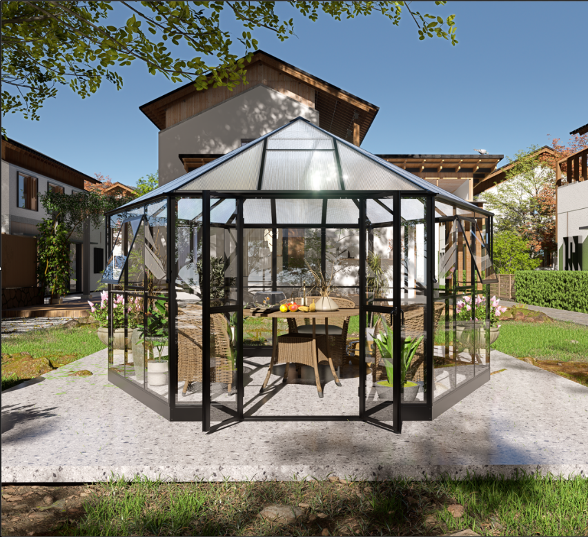 Gazebo 12,7m² | Stort premiumväxthus| Stormgaranti | 4 mm säkerhetsglas