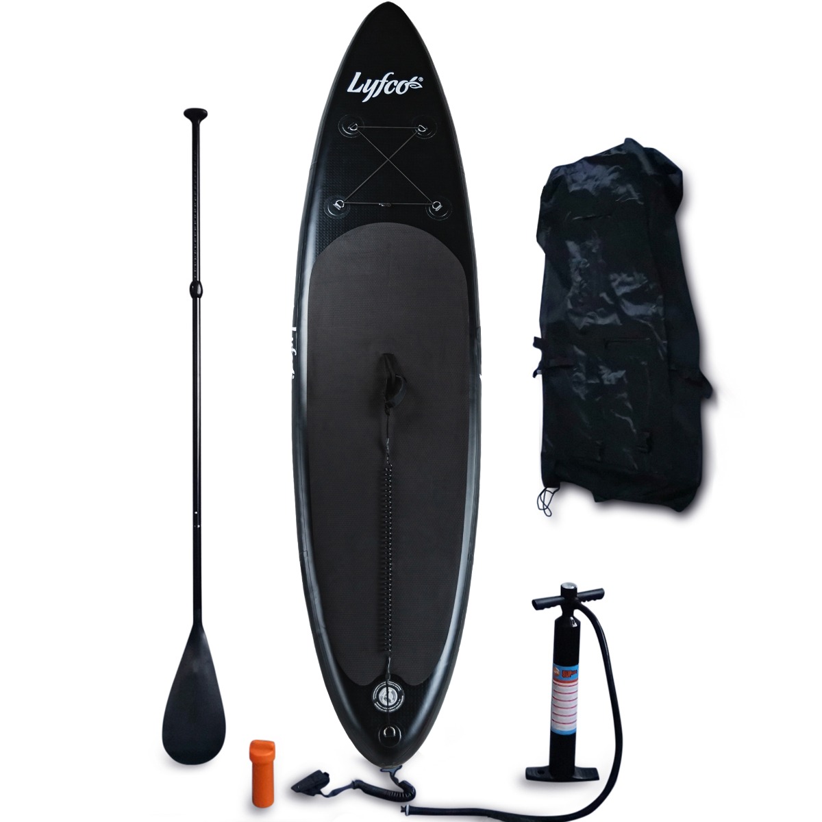 SUP-bräda 3m | Uppblåsbar paddle board | 15psi | Svart | Lyfco