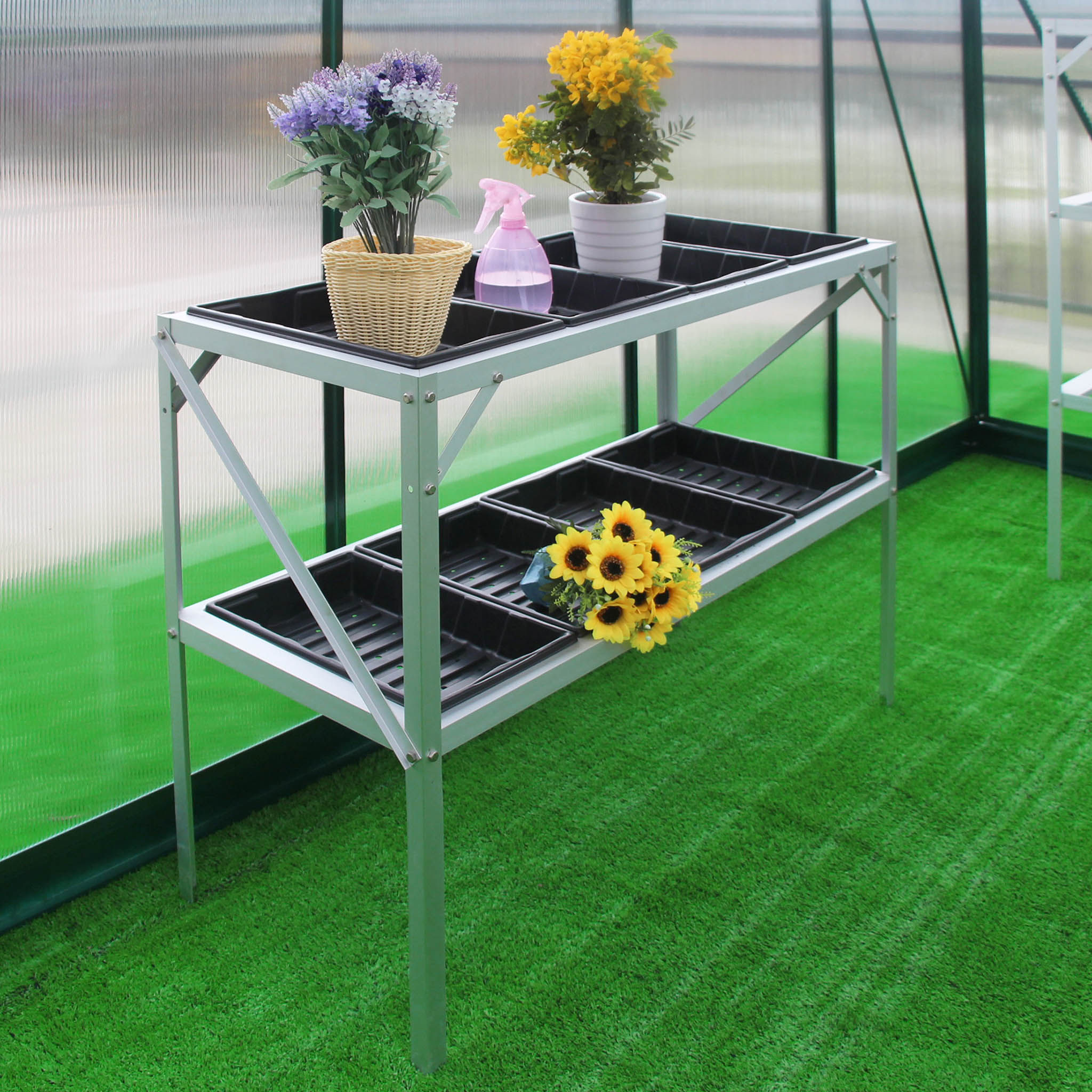 Växthusbord med planteringslådor - 75 cm hög