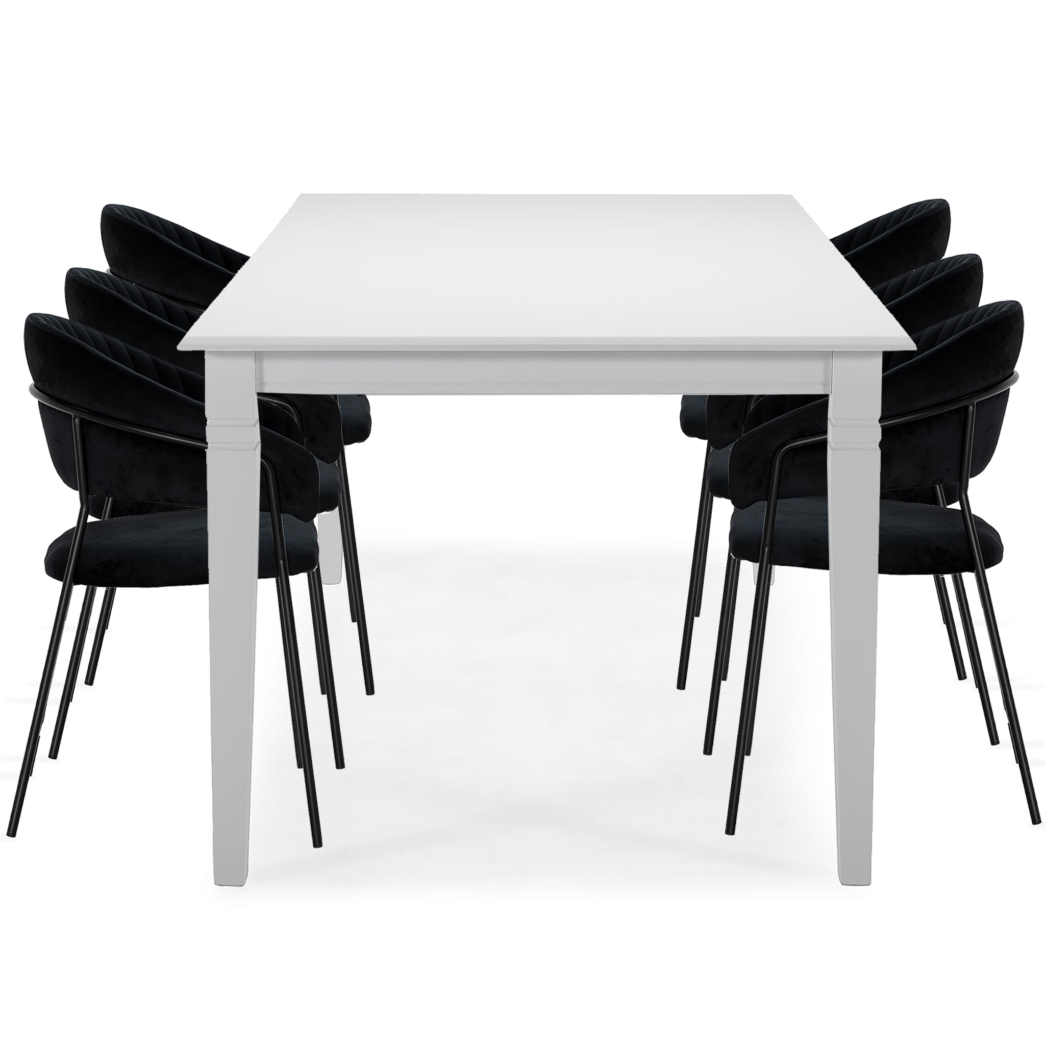 Vitt matbord med 6 stolar | Sandvik